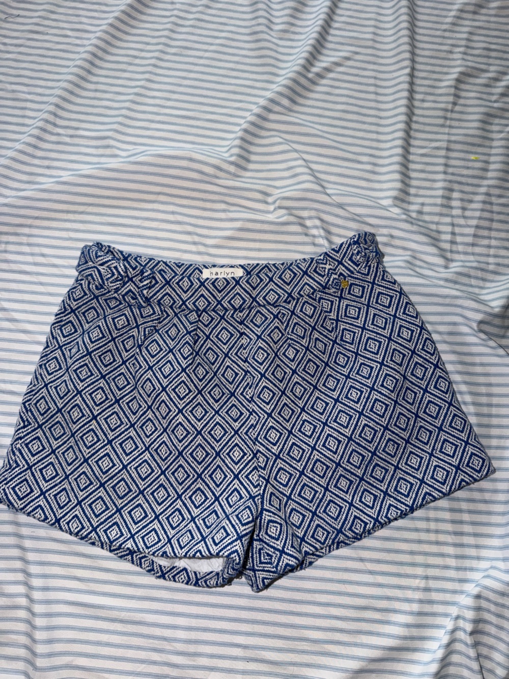 Karlyn Navy & White Geometric High-Waist Women’s Shorts